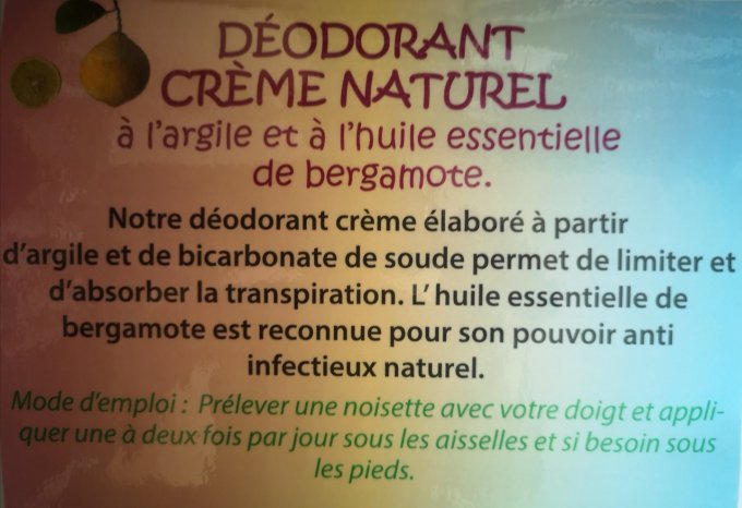 déodorant naturel crème à la bergamote